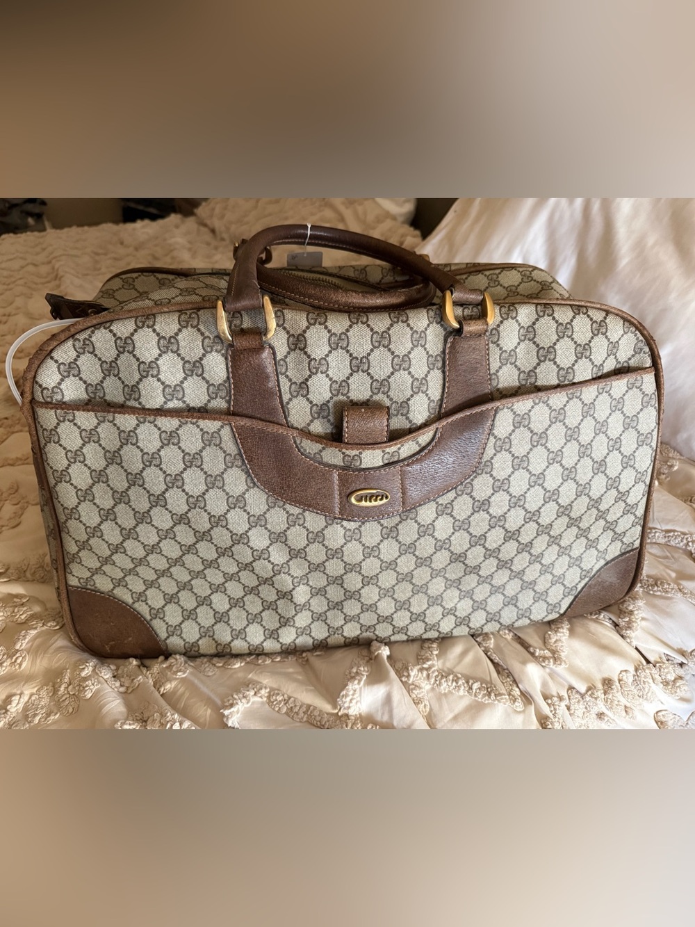 Gucci Beige and Brown GG Monogram Top-Handle Tote restoration project